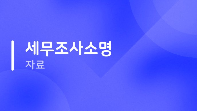 세무조사소명 자료