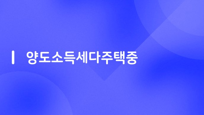 양도소득세다주택중