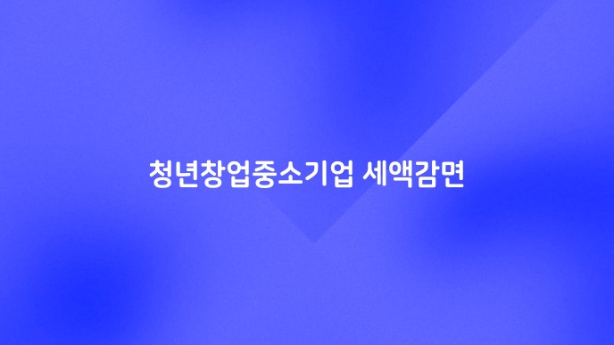 청년창업중소기업 세액감면